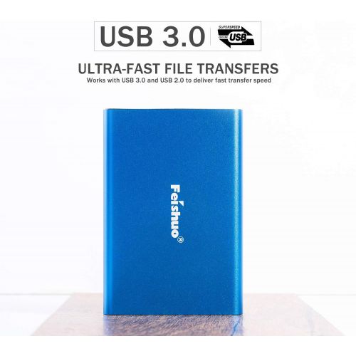  FEISHUO Portable External Hard Drive USB3.0 SATA HDD Storage (500G, Black)