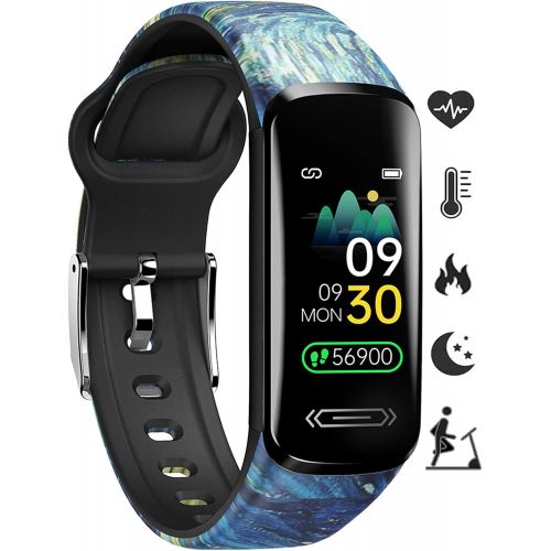  FEITAKE Fitness Tracker HR, Activity Fitness Trackers with Body Temperature Heart Rate Sleep Health Blood Pressure Monitor, IP68 Waterproof Calorie Steps Counter Tracker Pedometer Watch fo