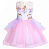 FELBO Baby Girls Beading Flower Unicorn Costume Cosplay Birthday Pageant Party Tutu Dress