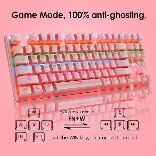  FELICON Wired Gaming Keyboard and Mouse Combo,87 Keys Compact Rainbow Backlit Keyboard,26 Kinds RGB Backlit 12000 DPI Lightweight Gaming Mouse with Honeycomb Shell for Windows PC Gamers