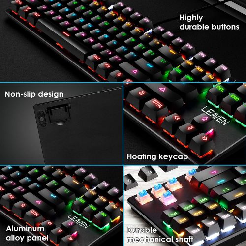  FELICON Wired Gaming Keyboard and Mouse Combo,87 Keys Compact Rainbow Backlit Keyboard,26 Kinds RGB Backlit 12000 DPI Lightweight Gaming Mouse with Honeycomb Shell for Windows PC Gamers