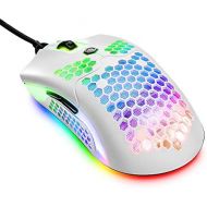 FELICON Lightweight Gaming Mouse Wired, 12000DPI Mice Backlit Mice with 7 Buttons Programmable Driver,Ultralight Honeycomb Shell Ultraweave Cable Mouse Compatible with PC Gamers and Xbox a