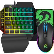 [아마존베스트]FELICON One Handed Mechanical Feel Gaming Keyboard Rainbow Backlight 5 Multimedia Function Key Portable Mini Single Gamer Keypad with Wrist Rest for Computer/PC/Desktop/Laptop