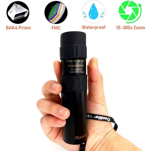  [아마존베스트]FELICON Monocular Telescope, 10-300X32 High Power Compact Portable Pocket HD BAK4 Prism Tripod Monocular with Weak Night Vision for Adults and Kids,Zoom Monocula Waterproof for Bird Watchi