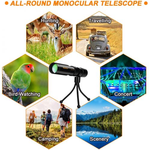  [아마존베스트]FELICON Monocular Telescope, 10-300X32 High Power Compact Portable Pocket HD BAK4 Prism Tripod Monocular with Weak Night Vision for Adults and Kids,Zoom Monocula Waterproof for Bird Watchi