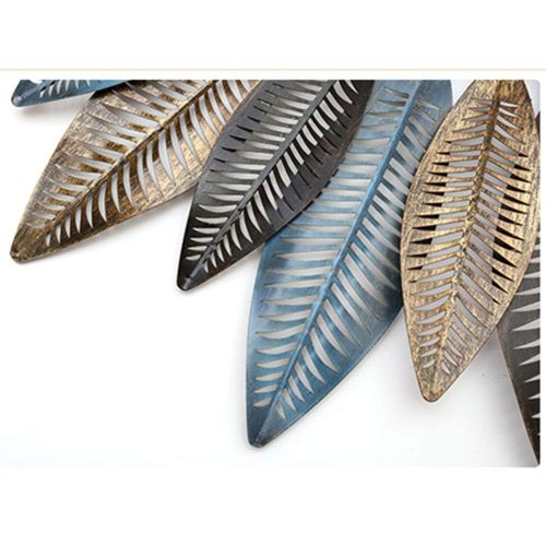  FENFOUBA Decorative Leaf Metal Wall Mirror,Modern Iron Starburst Wall Pendant,Perfect for Housewarming Gift (Size : 60x60cm)