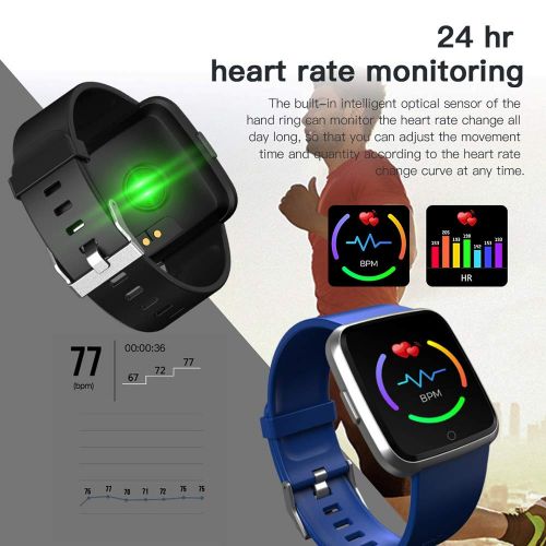  FENGS-Smart wristband Fitness Smart Wristband with Heart Rate Monitor Blood Pressure Watch Activity Tracker IP67 Waterproof Sleep Monitor Pedometer Calorie Counter for Women Men
