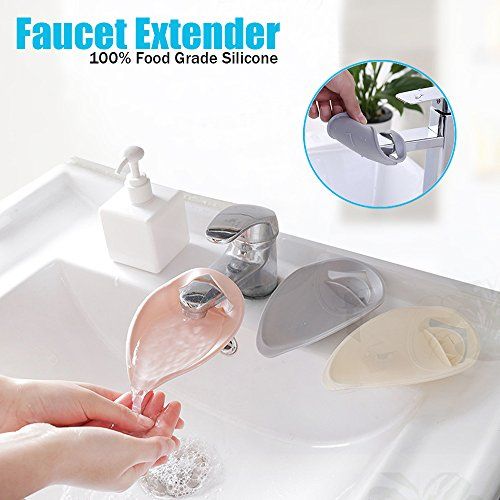  [아마존베스트]Faucet Extender - Safe Fun Hand-Washing Solution for Babies, Toddlers, Kids and Children, Teach Your Kids Good Sanitation Habits, Beige, Pink, Gray, Set of 3 -by FENGWANGLI