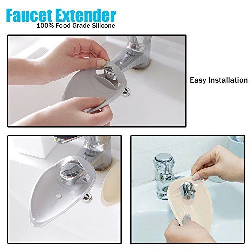  [아마존베스트]Faucet Extender - Safe Fun Hand-Washing Solution for Babies, Toddlers, Kids and Children, Teach Your Kids Good Sanitation Habits, Beige, Pink, Gray, Set of 3 -by FENGWANGLI