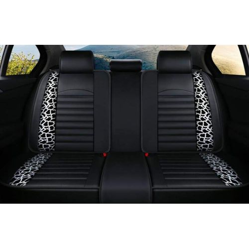  FENGWUTANG Universal PU Leather Car Seat Cushion Cover,Leopard Print Waterproof Front and Rear 5 Seats Full Set Car Seat Covers for Most Cars SUV Van