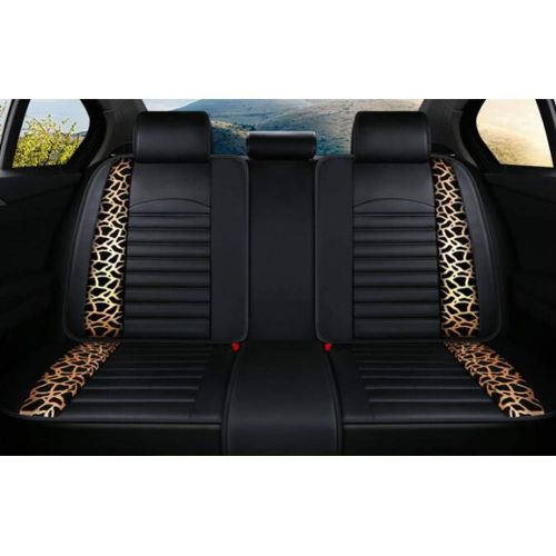  FENGWUTANG Universal PU Leather Car Seat Cushion Cover,Leopard Print Waterproof Front and Rear 5 Seats Full Set Car Seat Covers for Most Cars SUV Van