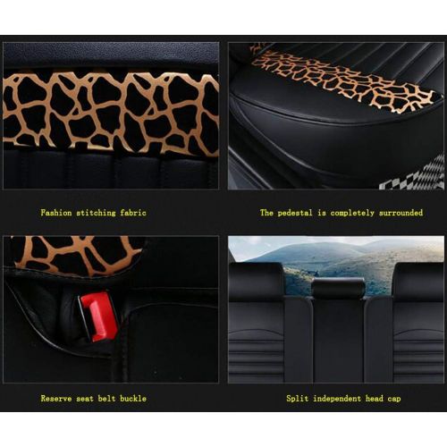  FENGWUTANG Universal PU Leather Car Seat Cushion Cover,Leopard Print Waterproof Front and Rear 5 Seats Full Set Car Seat Covers for Most Cars SUV Van