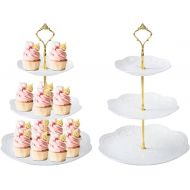 3 Tier Plastic Cupcake Stand Dessert Cupcake Stand Cakes Fruit Candy Display Tower for Wedding, Birthday Party, Tea Party and Baby Shower (White, 2)