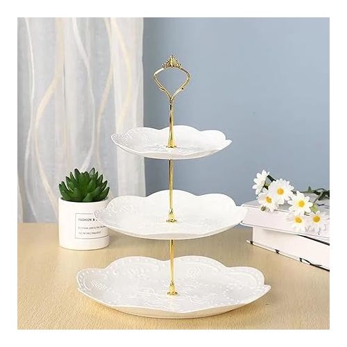  3 Tier Plastic Cupcake Stand Dessert Cupcake Stand Cakes Fruit Candy Display Tower for Wedding, Birthday Party, Tea Party and Baby Shower (White, 2)