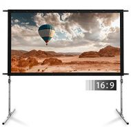 Fast Folding Portable Projector Screen  FEZIBO 100 inch 16:9 HD Portable Projection Screen with Adjustable Stand Legs for Indoor/Outdoor Movie Theater with Stand Legs and Carry Ba