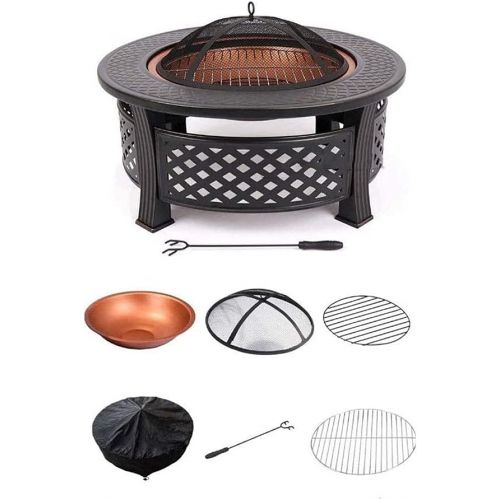  FGVDJ Outdoor Fire Pits Fire Basket Outdoor Barbeque Grill Charcoal Cast Iron Barbecue Stand Bowl Camping Picnic Outfire Wood Log Burner Heater Outdoor Stove Garden D