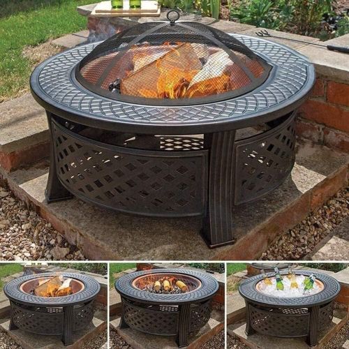  FGVDJ Outdoor Fire Pits Fire Basket Outdoor Barbeque Grill Charcoal Cast Iron Barbecue Stand Bowl Camping Picnic Outfire Wood Log Burner Heater Outdoor Stove Garden D