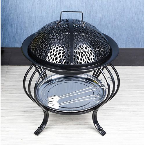  FGVDJ Outdoor Portable Fire Pit for Camping Wood Burning BBQ Grill Stove Firepit for Outside Bonfire， Patio， Park， Garden Indoor Winter Charcoal Heater