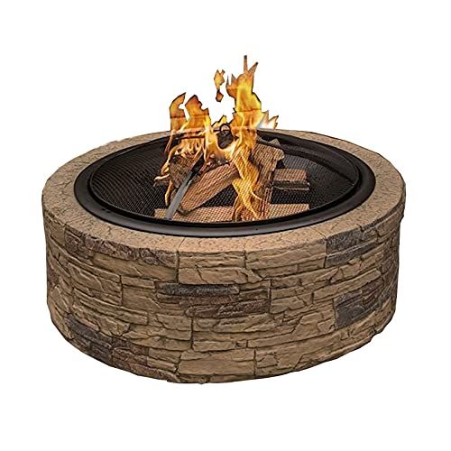  FGVDJ Fire Pit Wood Burning Fire Pit, Stove with mesh Spark Screen Cover, Suitable for Camping, Picnic Terrace, Backyard Bonfire