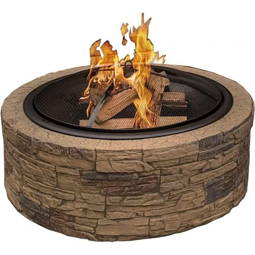  FGVDJ Fire Pit Wood Burning Fire Pit, Stove with mesh Spark Screen Cover, Suitable for Camping, Picnic Terrace, Backyard Bonfire