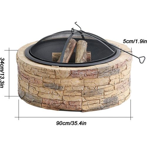  FGVDJ Fire Pit Wood Burning Fire Pit, Stove with mesh Spark Screen Cover, Suitable for Camping, Picnic Terrace, Backyard Bonfire