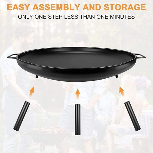  FGVDJ Multifunctional Fire Pit, Round Metal Firepit Stove, Wood & Charcoal Burning Outdoor Heating Brazier Fire Pit Bonfire Pit for Camping, Outdoor Heating, Bonfire and Picnic