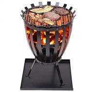 FGVDJ Wood Burning Stoves with Hook, Black Tall Metal Outdoor Fire Pits, for Patio Garden Camping Beach Picnic, 18x24.4 Inch