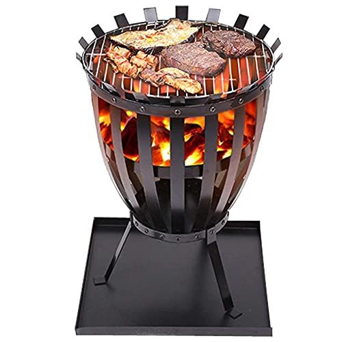  FGVDJ Wood Burning Stoves with Hook, Black Tall Metal Outdoor Fire Pits, for Patio Garden Camping Beach Picnic, 18x24.4 Inch