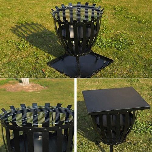  FGVDJ Wood Burning Stoves with Hook, Black Tall Metal Outdoor Fire Pits, for Patio Garden Camping Beach Picnic, 18x24.4 Inch