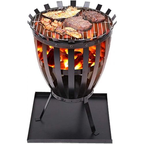  FGVDJ Wood Burning Stoves with Hook, Black Tall Metal Outdoor Fire Pits, for Patio Garden Camping Beach Picnic, 18x24.4 Inch