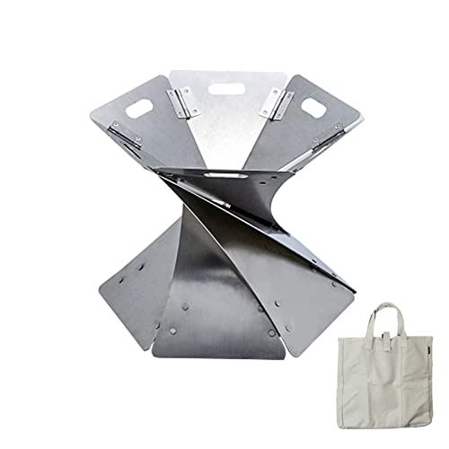  FGVDJ Outdoor Folding Fire Pit, Stainless Steel Wood Stove, Wood Burning Stove in Winter, with Storage Bag, for Camping/Bonfire, 33×27.5CM