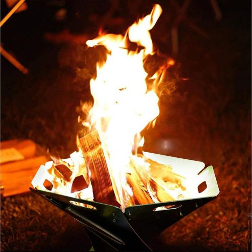  FGVDJ Outdoor Folding Fire Pit, Stainless Steel Wood Stove, Wood Burning Stove in Winter, with Storage Bag, for Camping/Bonfire, 33×27.5CM