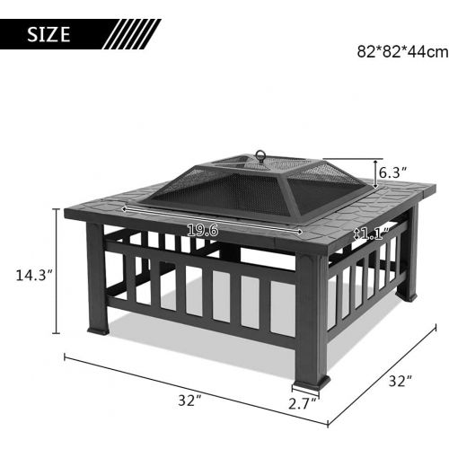  FGVDJ Outdoor Metal Fire Pit Brazier， 82Cm Table Top Fireplace， Backyard Wood Burning Stove to Share Warmth and Swap Stories with Family and Friends