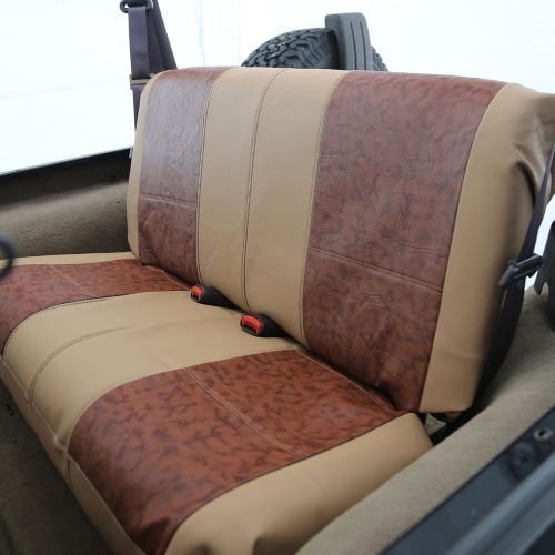  FH Group FH-PU160115 PU Textured High Back Leather Car Seat Covers Solid Beige, Airbag Compatible and Split Bench with F11306 Vinyl Floor Mats- Fit Most Car, Truck, SUV, or Van
