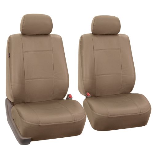  FH Group Tan Faux Leather Airbag Compatible Car Seat Covers, 2 pieces