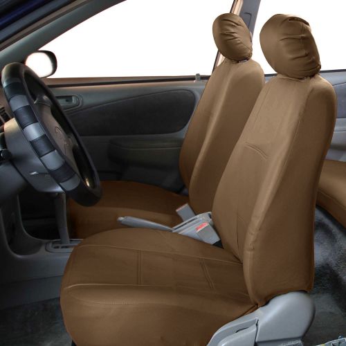  FH Group Tan Faux Leather Airbag Compatible Car Seat Covers, 2 pieces