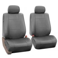 FH Group Gray Faux Leather Airbag Compatible Car Seat Covers, 2 Pack