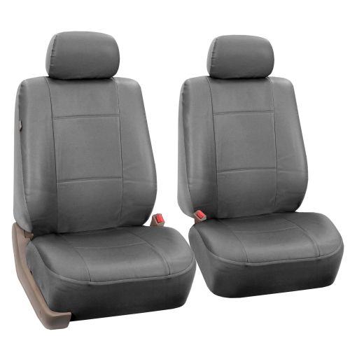  FH Group Gray Faux Leather Airbag Compatible Car Seat Covers, 2 Pack