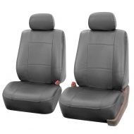 FH Group Faux Leather Seat Covers, Pair, Gray