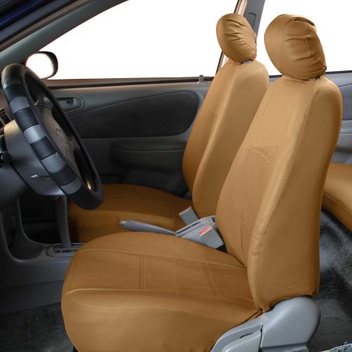  FH Group Faux Leather Seat Covers, Pair, Tan