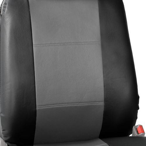  FH Group Gray and Black Faux Leather Airbag Compatible Car Seat Covers, 2 Pack