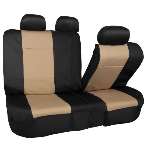  FH Group Neoprene Waterproof Full Set Car Seat Covers Airbag Ready & Split Bench Function, Beige