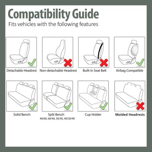  FH Group Neoprene Waterproof Full Set Car Seat Covers Airbag Ready & Split Bench Function, Beige