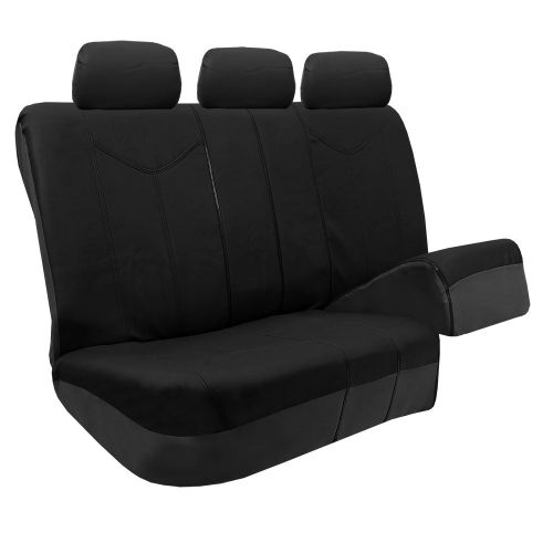  FH Group Black Rome Faux Leather Airbag Compatible and Split Bench 7 Seaters Car Van Seat Covers, Full Set