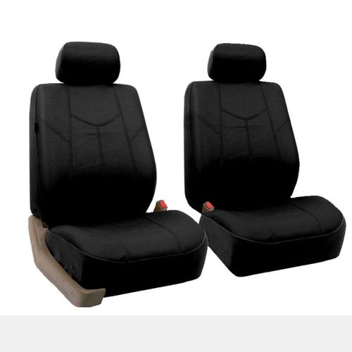  FH Group Black Rome Faux Leather Airbag Compatible and Split Bench 7 Seaters Car Van Seat Covers, Full Set