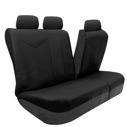  FH Group Black Rome Faux Leather Airbag Compatible and Split Bench 7 Seaters Car Van Seat Covers, Full Set