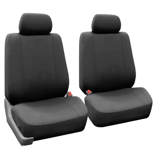  FH Group 3 Row Supreme Cloth Bucket Seat Covers, 8 Headrests Full Set for SUV Van, Charcoal