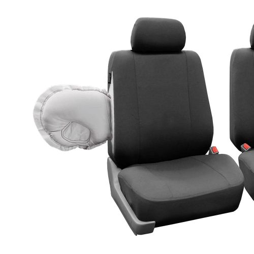  FH Group 3 Row Supreme Cloth Bucket Seat Covers, 8 Headrests Full Set for SUV Van, Charcoal