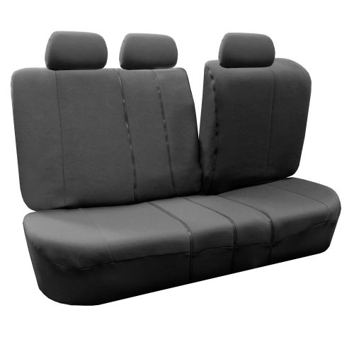  FH Group 3 Row Supreme Cloth Bucket Seat Covers, 8 Headrests Full Set for SUV Van, Charcoal