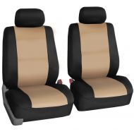 FH Group Neoprene Seat Covers for Sedan, SUV, Truck, Van, Two Front Buckets, Beige Black